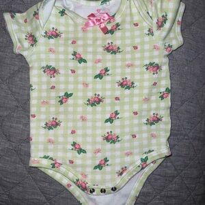 Betsey Johnson Green and Pink Floral Bodysuit